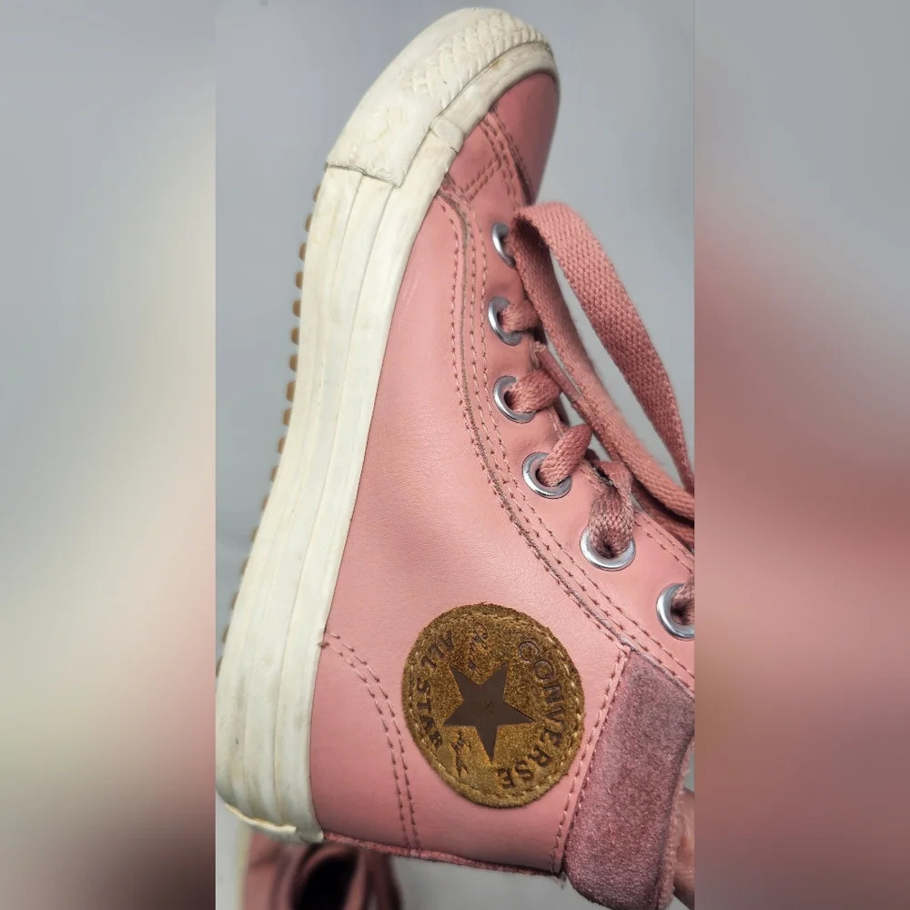 Converse All Star Chuck Taylor Hi Tops Pink Leathe Juniors Size 13 - Picture 6 of 12